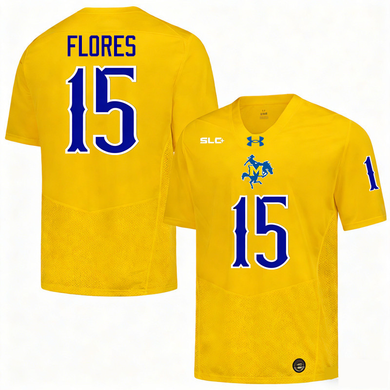 McNeese Cowboys #15 Alex Flores College Football Jerseys,Uniforms-Gold